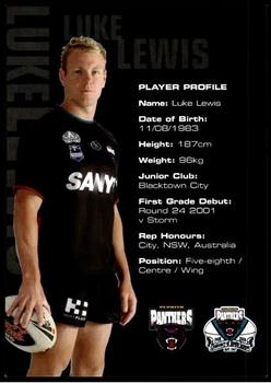 2008 Penrith Panthers Feel The Power, See The Magic #NNO Luke Lewis Back